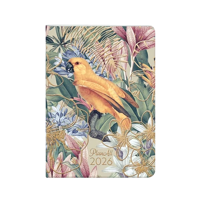 Planall Compact zsebnaptár tűzött aranyozott B6 2026 PARROT
