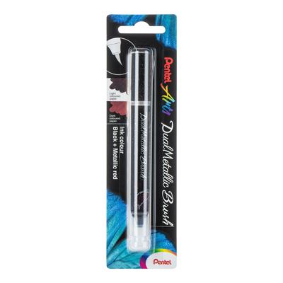 Pentel Dual Metallic Brush Ecsettoll fekete+metál piros XGFH-DAX