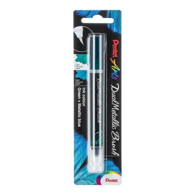 Pentel Dual Metallic Brush Ecsettoll zöld+metál kék XGFH-DDX