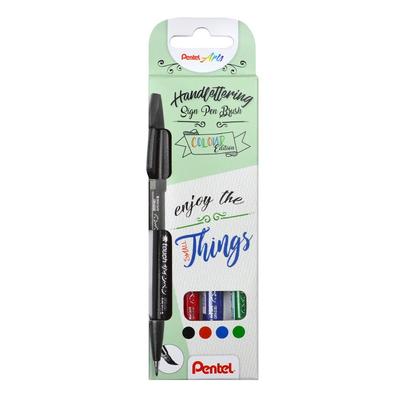 Pentel Ecsetfilc szett 4 dbos (fek+pir+kék+zö) SES15-4