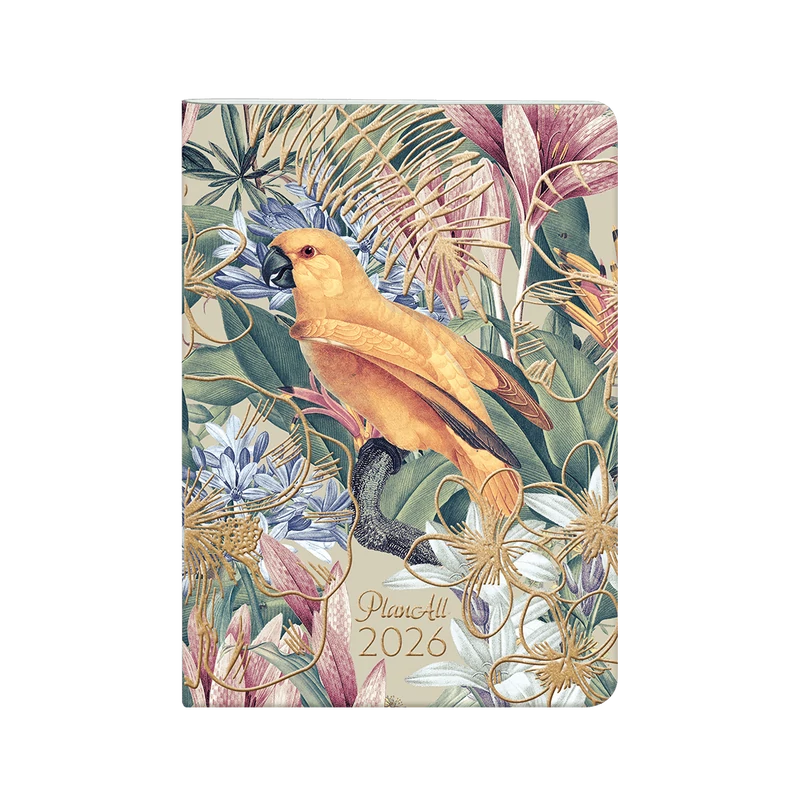 Planall Compact zsebnaptár tűzött aranyozott B6 2026 PARROT