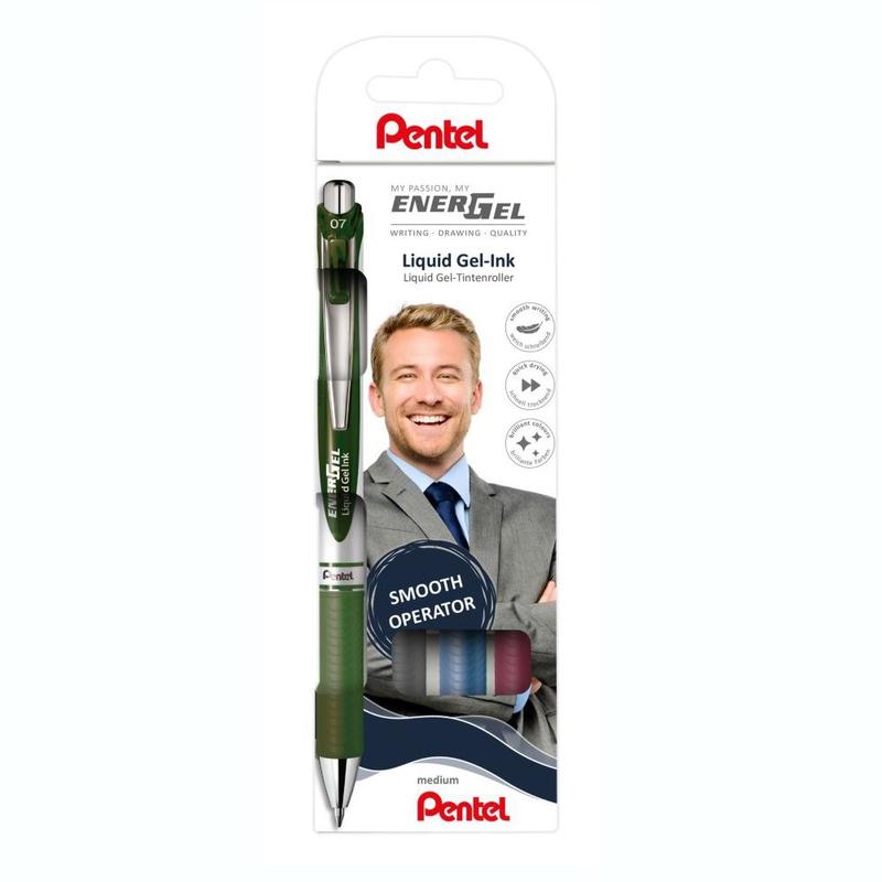 Pentel Zselés rollertoll szett EnerGel 4dbos (fek., s.kék, burg., s.zöld ) BL77-4COL2